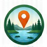 Icon representing a beautiful lake location marker on a map