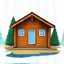 Cabin Rental Icon showing cozy cabin exterior