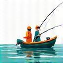 Guided Fishing Tour Icon showing guide and angler