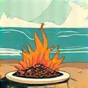 Shore Lunch Icon showing campfire cooking